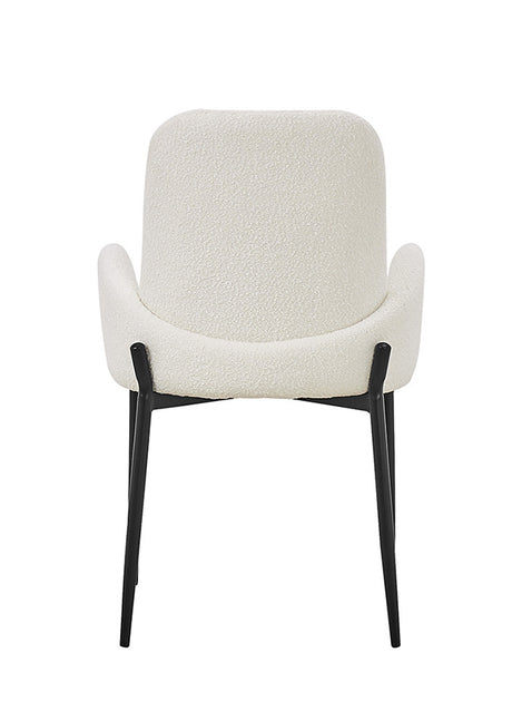 fauteuil de table à manger tissu blanc bouclette design - Souffle d’intérieur