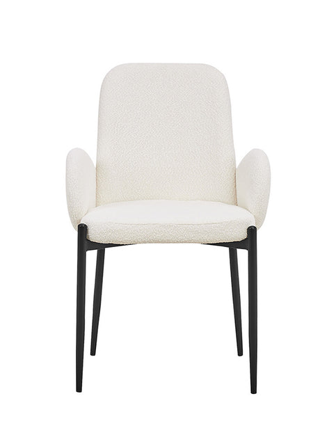 fauteuil de table à manger tissu blanc bouclette design - Souffle d’intérieur