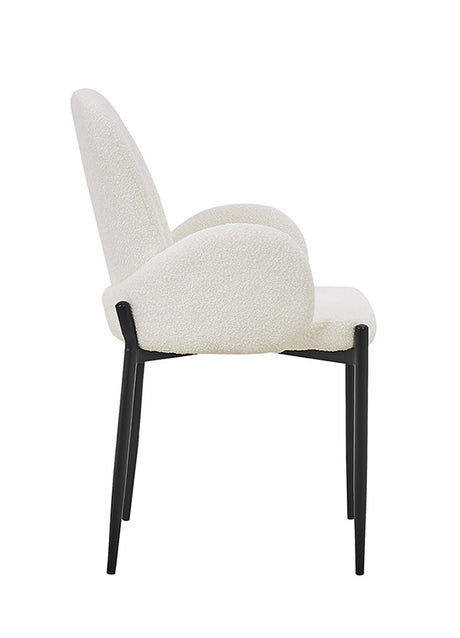 fauteuil de table à manger tissu blanc bouclette design - Souffle d’intérieur