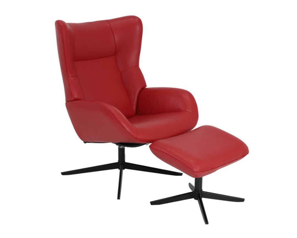 fauteuil inclinable en cuir rouge design - souffle d'interieur