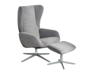 fauteuil inclinable en tissu gris design + repose pieds - souffle d'interieur