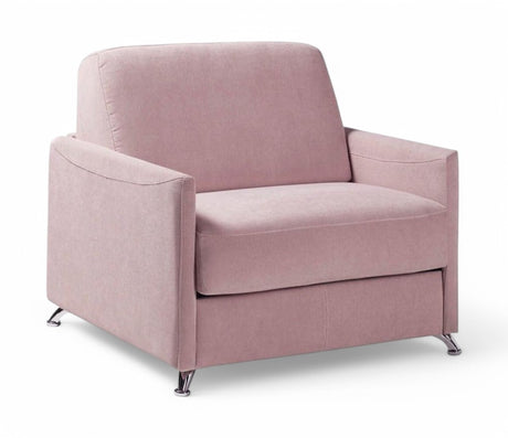 Fauteuil lit convertible rapido 1 place tissu rose matelas épais moderne -Souffle d'interieur