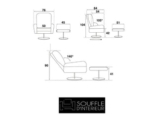 fauteuil relax moderne design cuir beige pivotant - Souffle d'intérieur