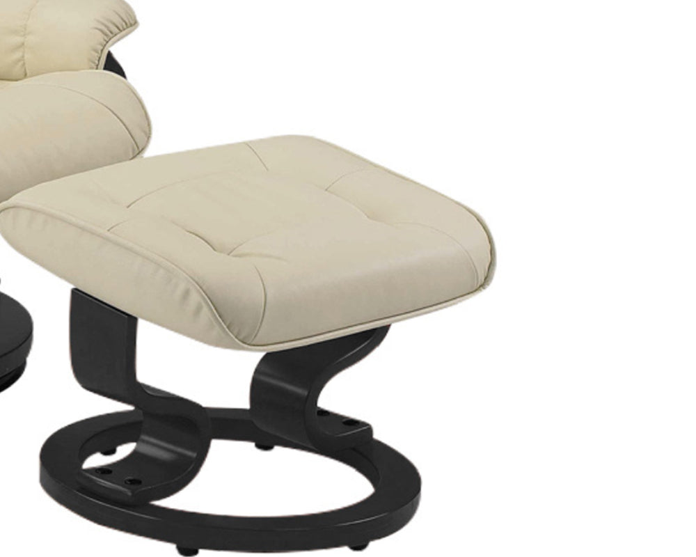 fauteuil relax moderne design cuir beige pivotant - Souffle d'intérieur