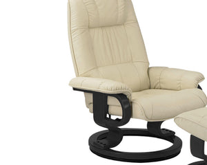 fauteuil relax moderne design cuir beige pivotant - Souffle d'intérieur