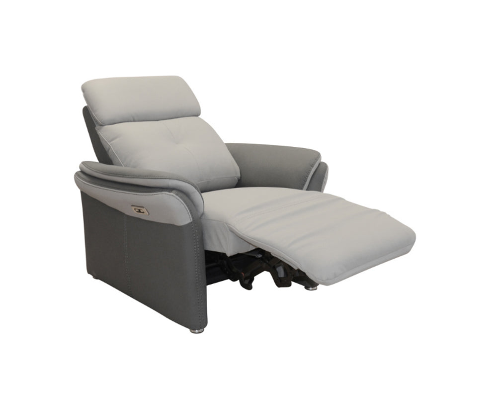 Fauteuil relaxation électrique confortable en tissu gris clair - Souffle d'intérieur