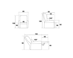 Fauteuil relaxation électrique confortable en tissu gris clair - Souffle d'intérieur