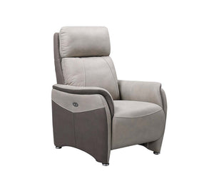 Fauteuil relaxation électrique tissu effet cuir gris - Calvin-Fauteuils-SOUFFLE D’INTÉRIEUR