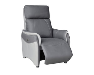 Fauteuil relaxation électrique tissu effet cuir gris - Calvin-Fauteuils-SOUFFLE D’INTÉRIEUR