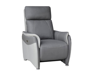 Fauteuil relaxation électrique tissu effet cuir gris - Calvin-Fauteuils-SOUFFLE D’INTÉRIEUR