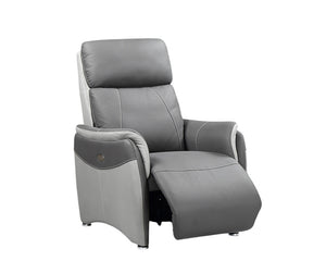 Fauteuil relaxation électrique tissu effet cuir gris - Calvin-Fauteuils-SOUFFLE D’INTÉRIEUR