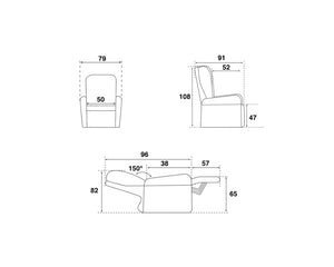 Fauteuil relaxation électrique tissu effet cuir gris - Calvin-Fauteuils-SOUFFLE D’INTÉRIEUR