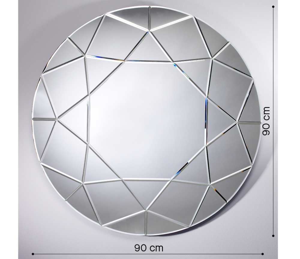 dimensions du Miroir rond mural design moderne forme de diamant - Souffle d'intérieur