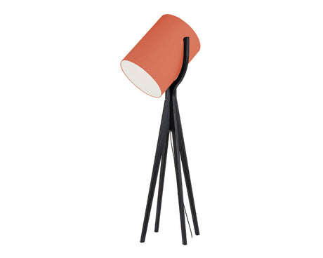 lampadaire moderne flamluce shooting bois noir et un abat jour orange - Souffle d'intérieur