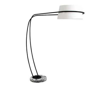 lampadaire arc noir et blanc et base en marbre gris - Souffle d'intérieur