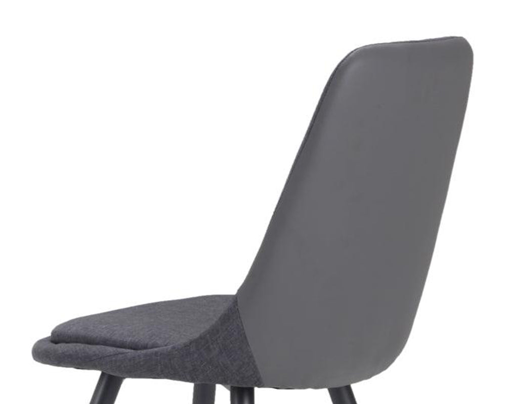 Chaise pieds métal en tissu gris foncé contemporaine - SOUFFLE D’INTÉRIEUR