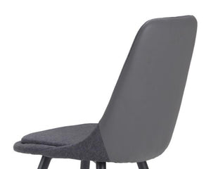 Chaise pieds métal en tissu gris foncé contemporaine - SOUFFLE D’INTÉRIEUR