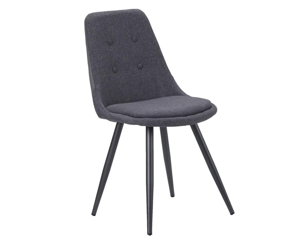 Chaise pieds métal en tissu gris foncé contemporaine - SOUFFLE D’INTÉRIEUR