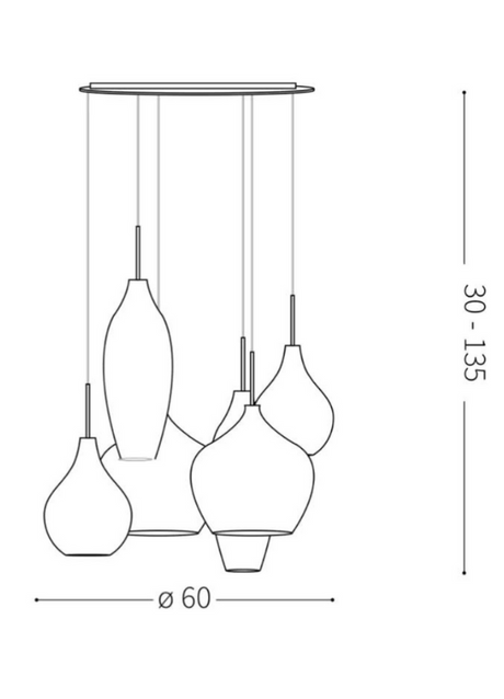 Lustre moderne en verre fumé design et base chromé - Souffle d'intérieur