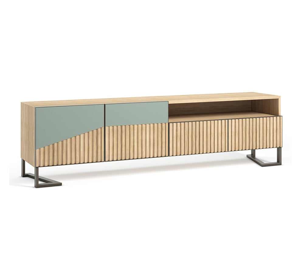 Meuble tv design luxe en bois et marbre - Obly