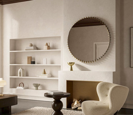 Miroir design rond avec ornement doré - Deknudt mirrors - Souffle d'Intérieur