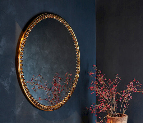 Miroir doré rond salon - Deknudt mirrors - Souffle d'Intérieur