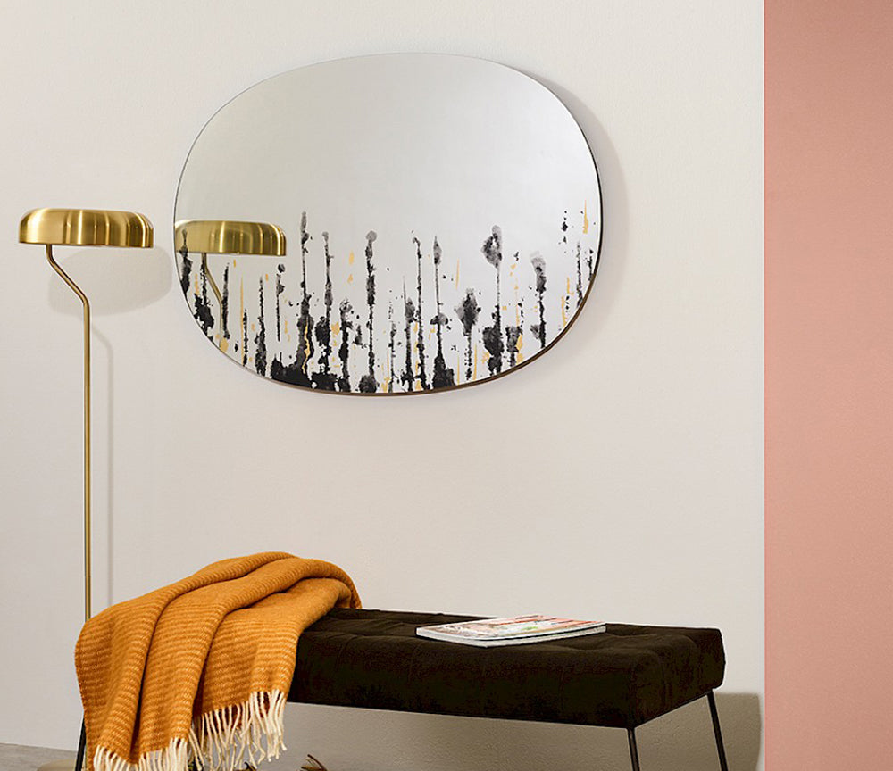 Miroir mural contemporain design 110x76cm - Drip Gold