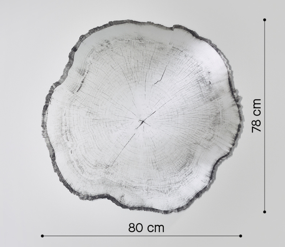 dimensions Miroir rond mural design effet tronc d'arbre coupé - Souffle d'intérieur - Arbo - Deknudt mirrors