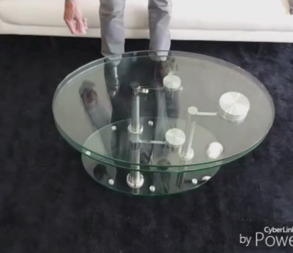 Table basse en verre design ovale pivotante