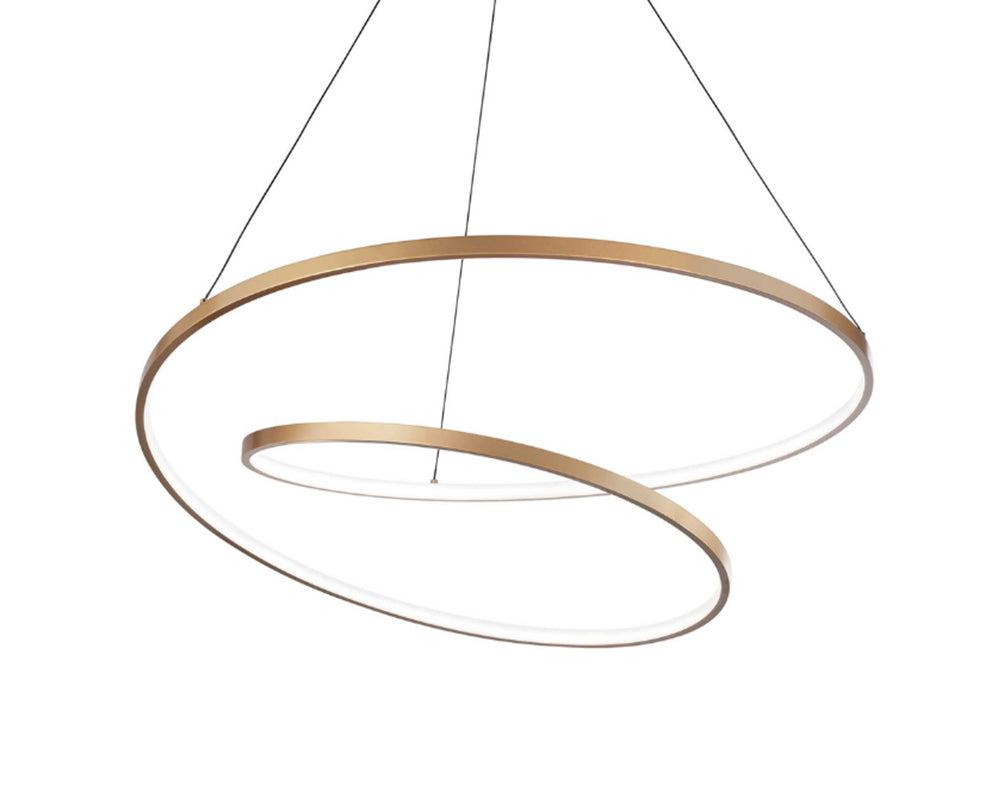 Suspension lustre led design cuivré en cercle  - SOUFFLE D'intérieur