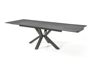 Table céramique extensible design gris anthracite rectangulaire pieds métal central noir - Lievens - Souffle d'intérieur 