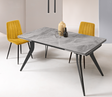 Table marbre gris brillant céramique extensible avec rallonges - Souffle d'intérieur - Akante