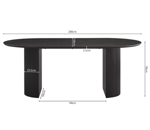 Table ovale noir 200x100 ou 220x110cm - Lagosy