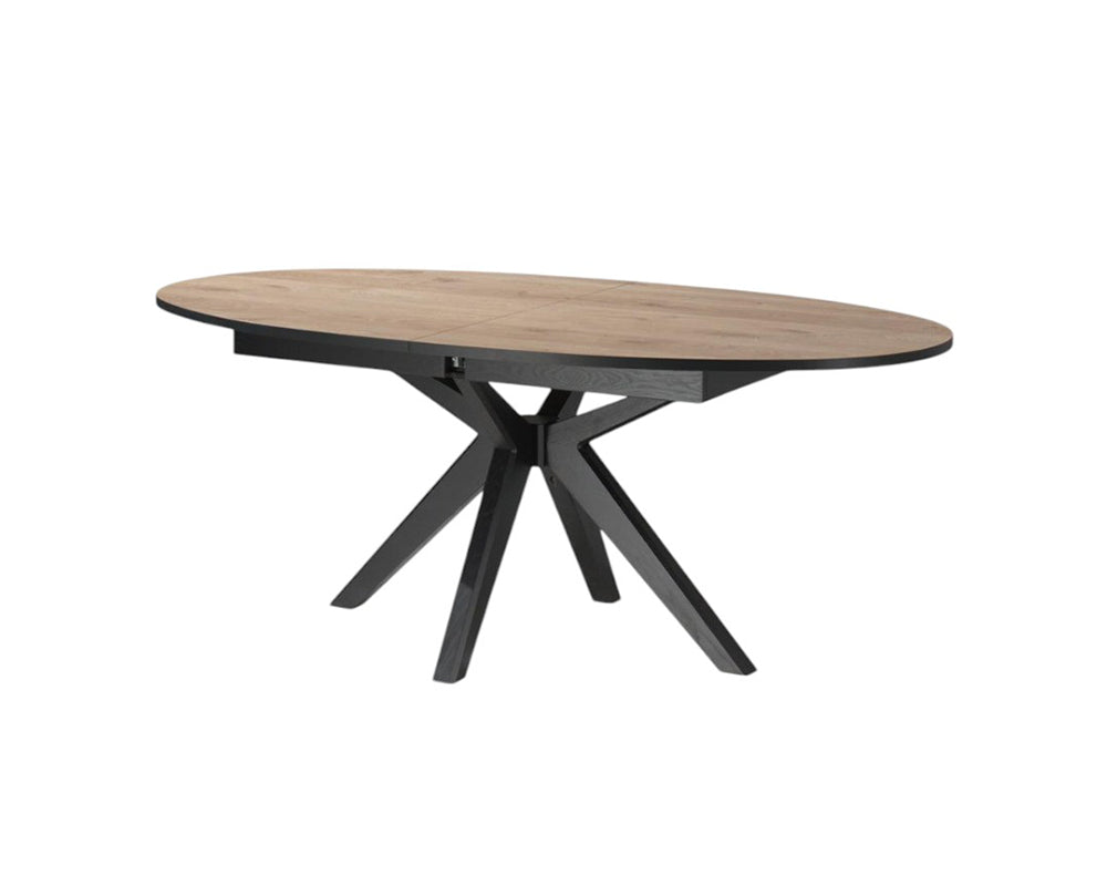 Table bois ovale extensible de salle à manger moderne pieds noir - Souffle d'intérieur - Lievens