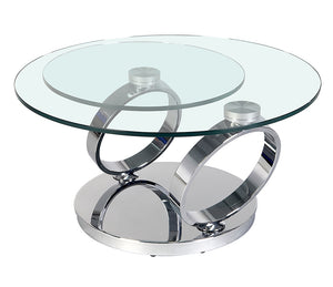 Table basse ronde en verre design plateaux qui tourne pivotante - Souffle d'intérieur