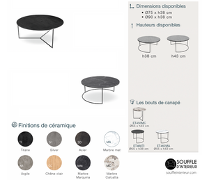 Détails table basse gigogne ronde céramique design - Souffle d'intérieur