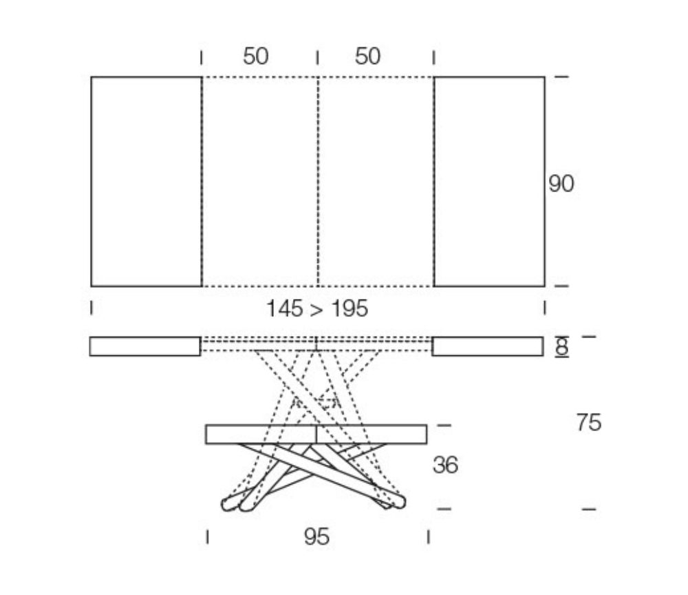 dimensions table basse relevable et extensible bois design - Altacom - Souffle d'intérieur