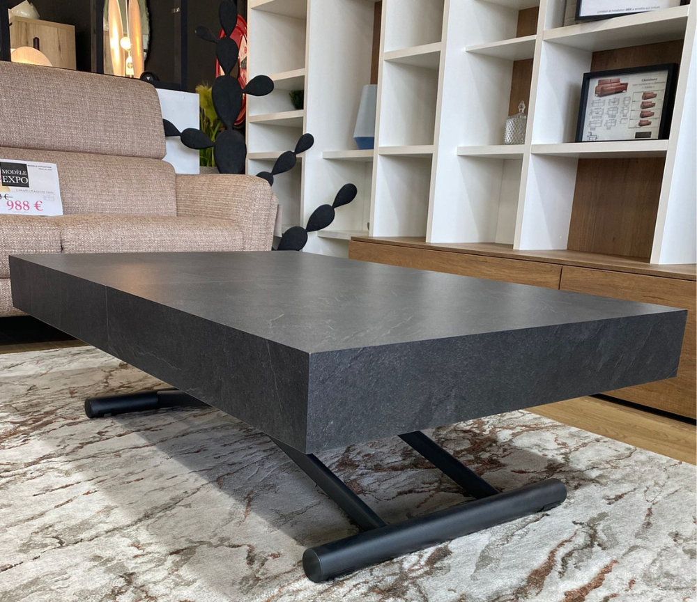 table basse relevable extensible grise - Souffle d'intérieur