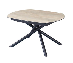 Table a manger céramique bois extensible pieds noir central design - Souffle d'intérieur