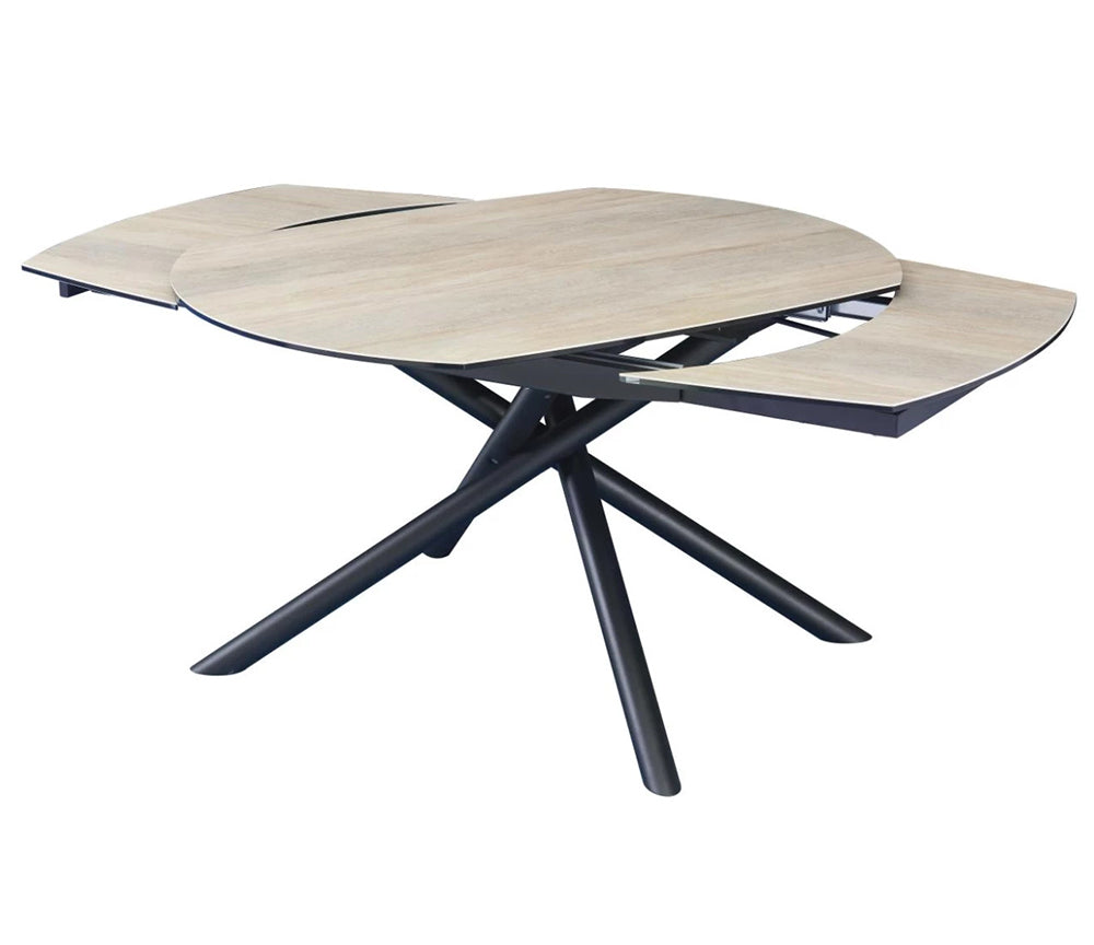 Table a manger céramique bois extensible pieds noir central design - Souffle d'intérieur