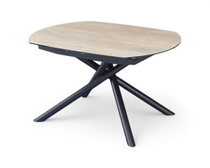 Table a manger céramique bois extensible pieds noir central design - Souffle d'intérieur