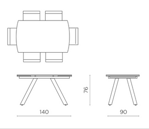 dimensions Table marbre blanc brillant céramique extensible pieds métal - Souffle d'intérieur