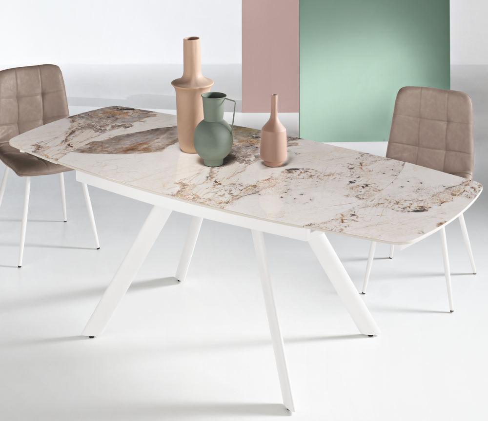 table céramique extensible blanche calacatta