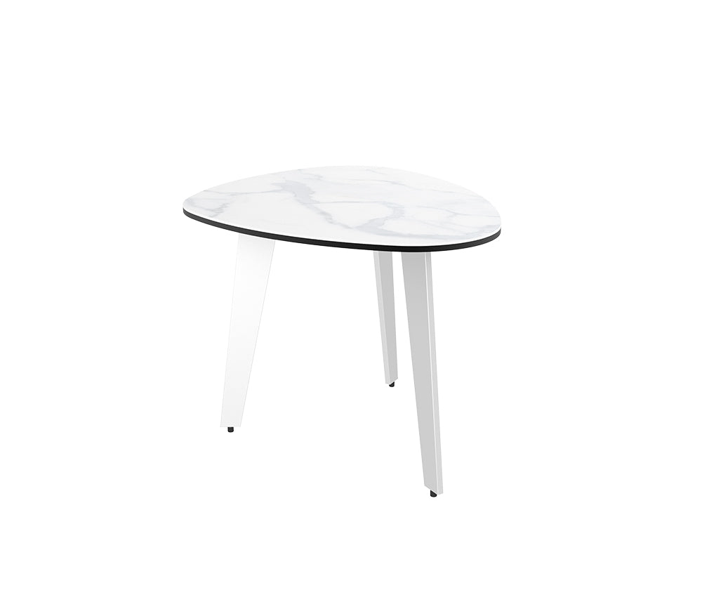 Table basse extérieur couleur marbre mat pied blanc - Galet