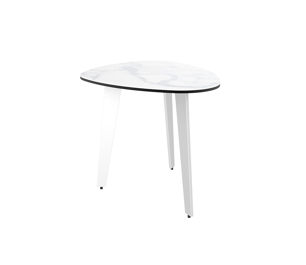 Table basse extérieur couleur marbre mat pied blanc - Galet