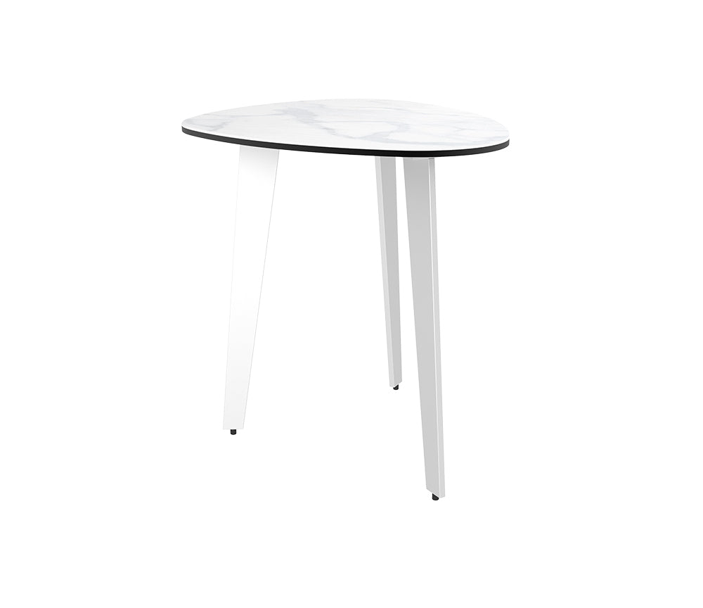 Table basse extérieur couleur marbre mat pied blanc - Galet