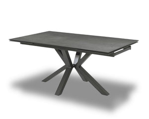 Table céramique extensible design gris anthracite rectangulaire pieds métal central noir - Lievens - Souffle d'intérieur 