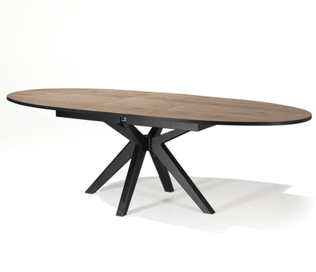 Table bois ovale extensible de salle à manger moderne pieds noir - Souffle d'intérieur - Lievens