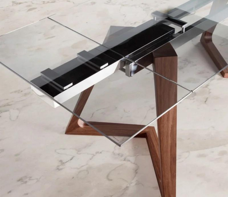 Table en verre extensible design pieds bois - Souffle d'intérieur