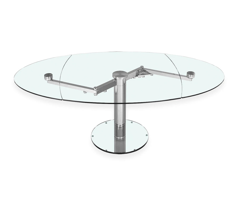 table de salle à manger en verre transparente extensible - Souffle d'intérieur